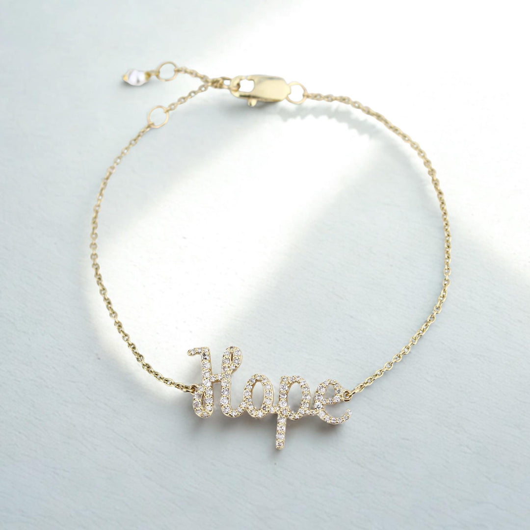 Hope Diamond Bracelet, 14k Solid Gold, Natural Diamonds, Affirmation Jewelry, Everyday Handcrafted Jewelry, Ready To Ship, Women&#39;s Day Gift