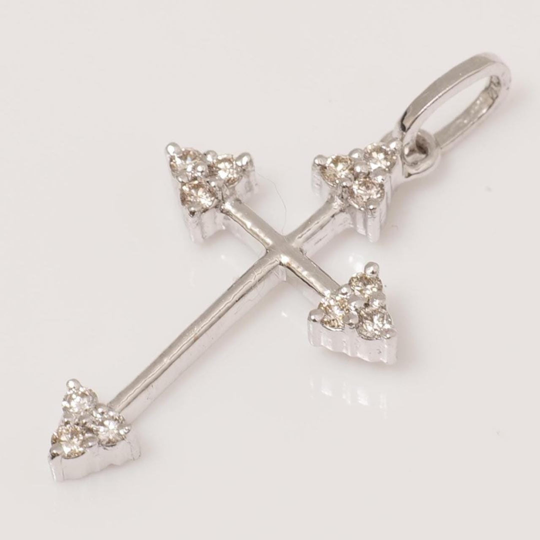Arrow Cross Diamond Pendant, 14k Solid Gold, Natural Diamonds, IGI Certified, Spiritual Adjustable Necklace, Everyday Jewelry, Gift For Her