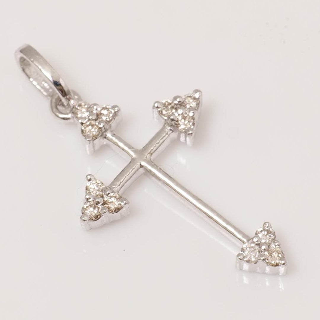 Arrow Cross Diamond Pendant, 14k Solid Gold, Natural Diamonds, IGI Certified, Spiritual Adjustable Necklace, Everyday Jewelry, Gift For Her