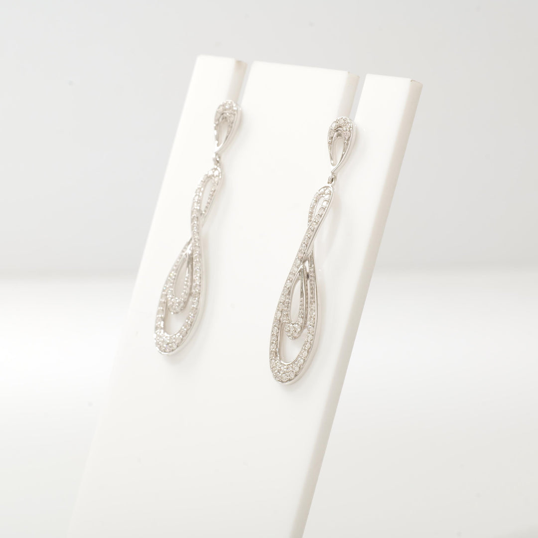 Diamond Infinity Dangle Earrings, 14k Solid Gold, Natural Diamonds, Party Drop Earrings, Bridal Wedding Jewelry, Gift for Her