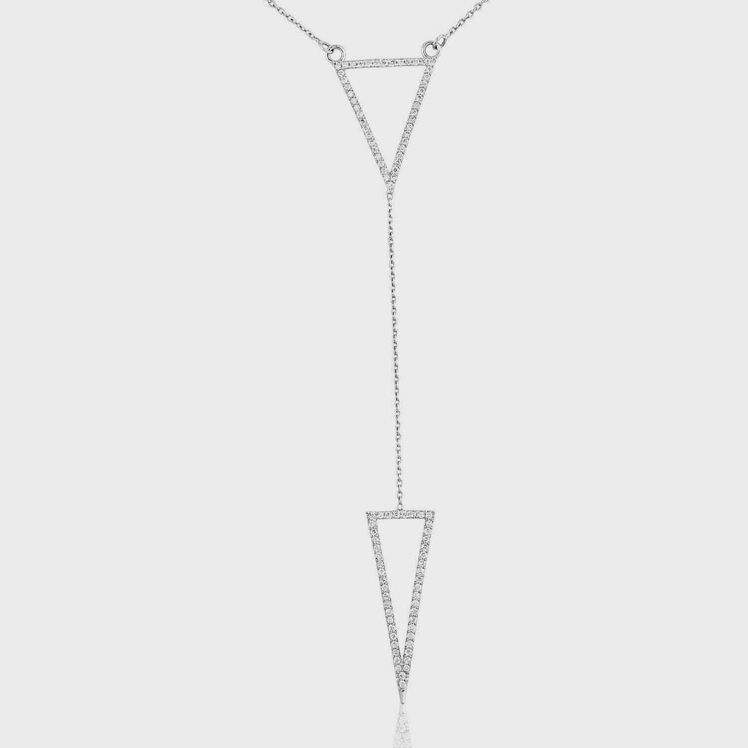 Double Triangle Layered Diamond Charm Necklace, 14k Solid Gold, Natural Diamonds, Ready To Ship, Women&#39;s Day Gift