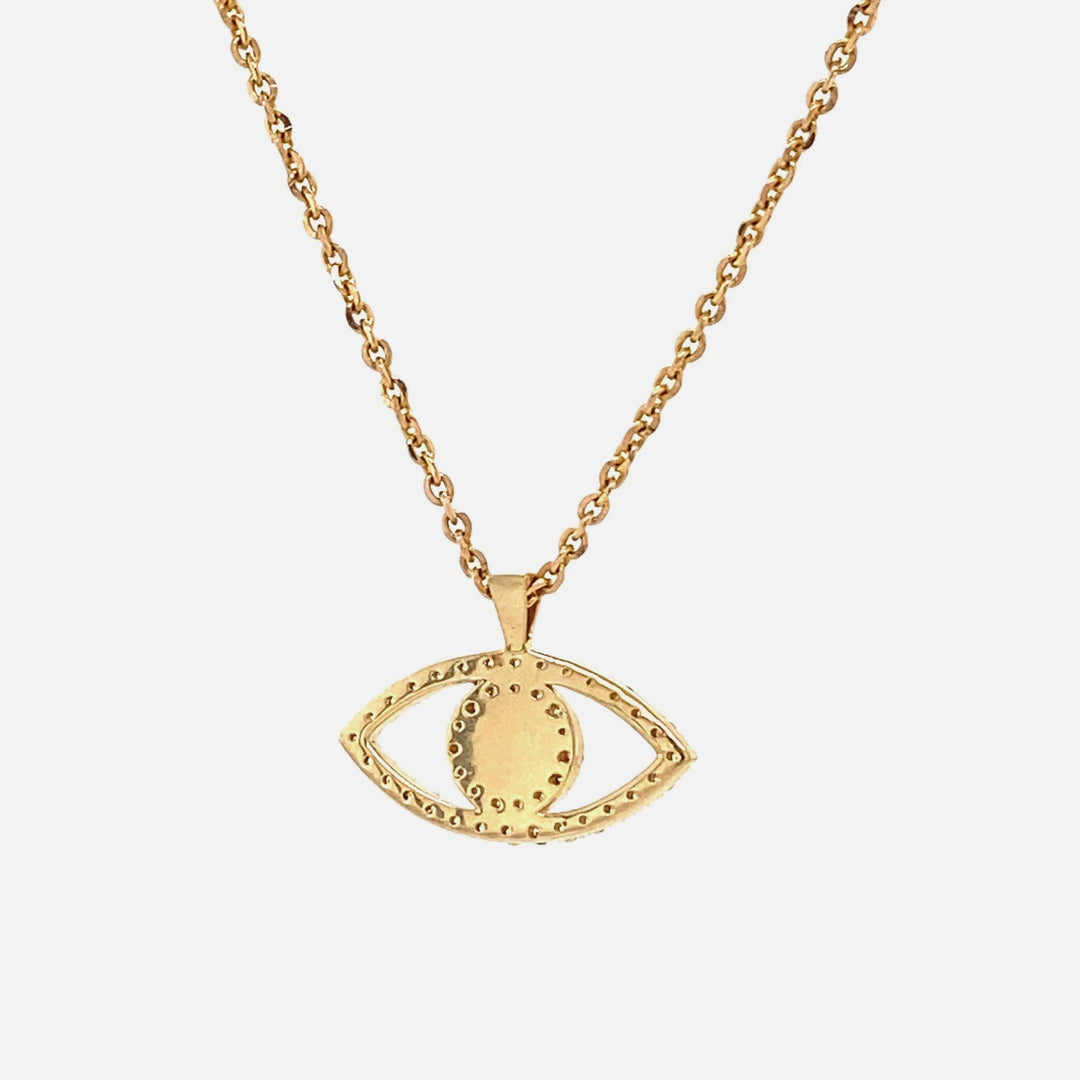 Evil Eye Diamonds Charm Necklace, 14k Solid Gold With Blue Enamelling, Natural Diamonds, Ready To Ship, Women&#39;s Day Gift