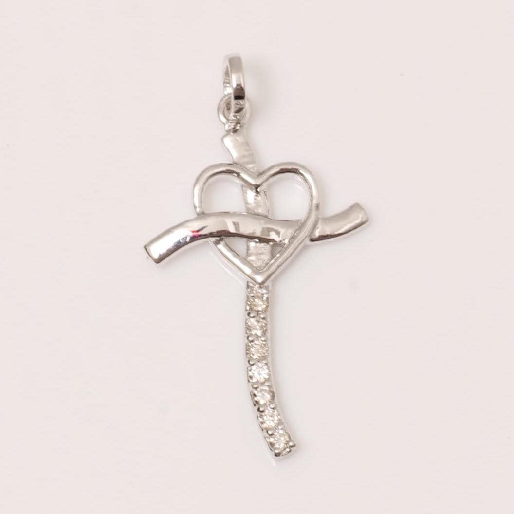 Diamond Heart Cross Pendant, 14k Solid Gold, Natural Diamonds, Cross Necklace With Adjustable Chain, Minimalistic Everyday Jewelry