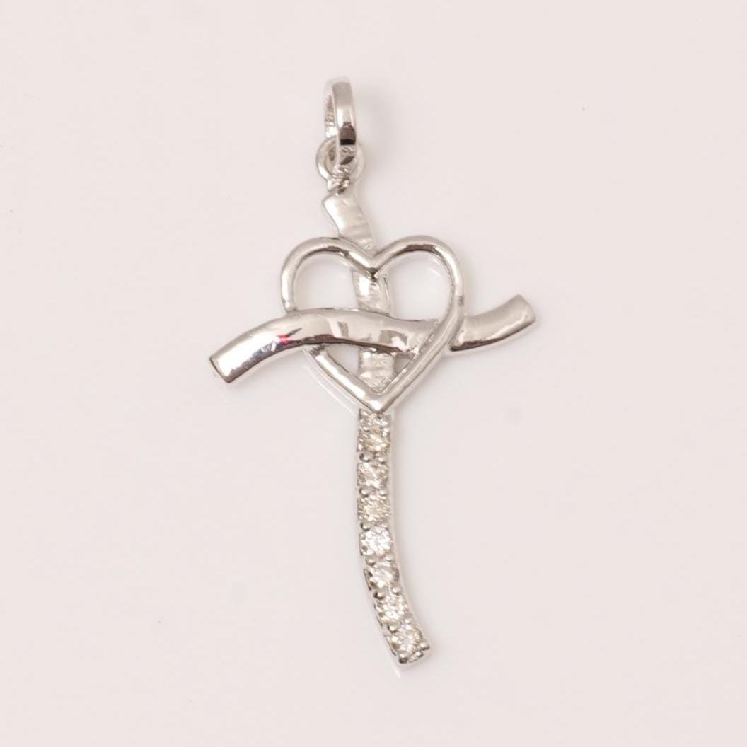 Diamond Heart Cross Pendant, 14k Solid Gold, Natural Diamonds, Cross Necklace With Adjustable Chain, Minimalistic Everyday Jewelry
