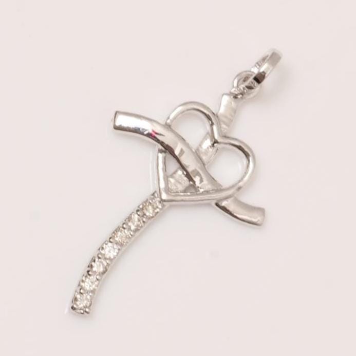Diamond Heart Cross Pendant, 14k Solid Gold, Natural Diamonds, Cross Necklace With Adjustable Chain, Minimalistic Everyday Jewelry