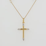 Load image into Gallery viewer, Diamond Tip Cross Pendant, 14k Solid Gold, Natural Diamonds, IGI Certified, Religious Adjustable Necklace, Everyday Jewelry, Gift For Her
