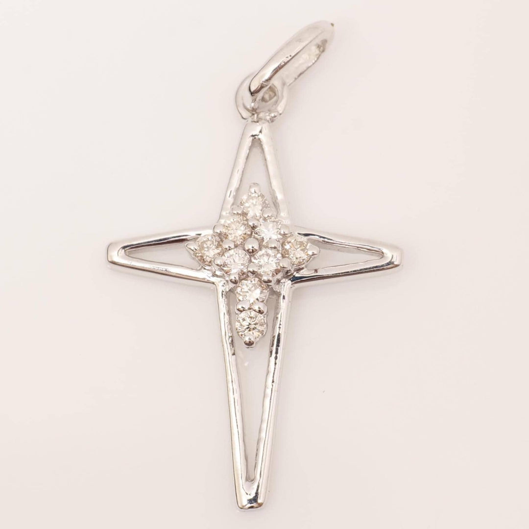 Star Cross Diamond Cluster Pendant,14k Solid Gold, Natural Diamonds, Cross Necklace with Adjustable Chain, Minimalistic Everyday Jewelry