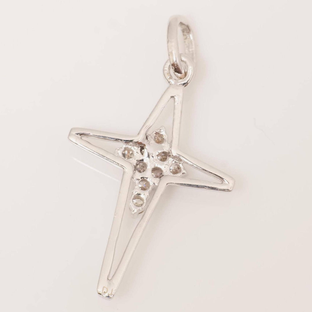 Star Cross Diamond Cluster Pendant,14k Solid Gold, Natural Diamonds, Cross Necklace with Adjustable Chain, Minimalistic Everyday Jewelry