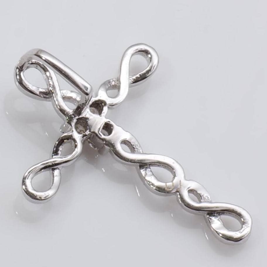 Infinity Loop Diamond Cross Pendant, 14k Solid Gold, Natural Diamond, Cross Necklace With Adjustable Chain, Ready to Ship, IGI Certified