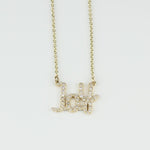 Load image into Gallery viewer, Joy Diamond Pendant Necklace, 14kt Solid Gold, Script Word Necklace, Handcrafted Inspirational Jewelry, Ready To Ship, Women's Day Gift
