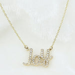 Load image into Gallery viewer, Joy Diamond Pendant Necklace, 14kt Solid Gold, Script Word Necklace, Handcrafted Inspirational Jewelry, Ready To Ship, Women's Day Gift
