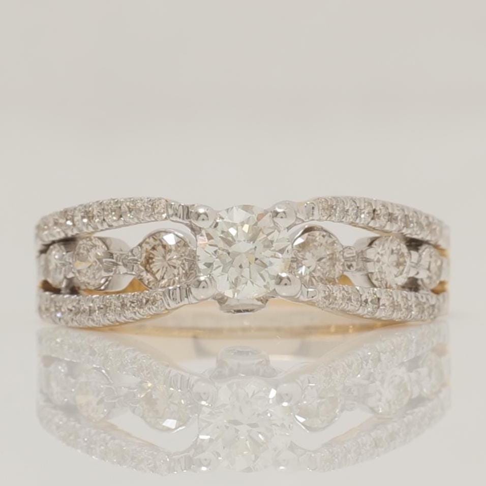 Solitaire Engagement ring, 14k Solid Gold, Natural Diamonds, Two-Toned Ring, Bridal Jewelry, Promise Ring, Wedding Diamond Band