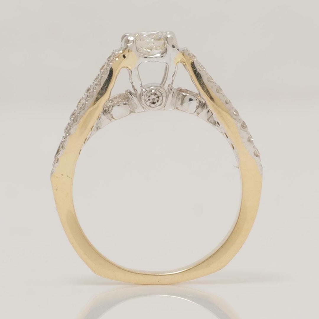 Solitaire Engagement ring, 14k Solid Gold, Natural Diamonds, Two-Toned Ring, Bridal Jewelry, Promise Ring, Wedding Diamond Band