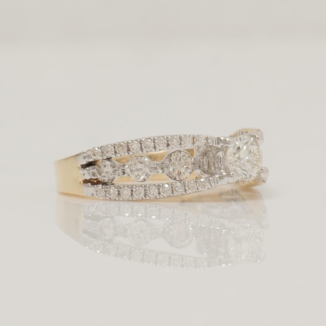 Solitaire Engagement ring, 14k Solid Gold, Natural Diamonds, Two-Toned Ring, Bridal Jewelry, Promise Ring, Wedding Diamond Band