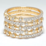 Load image into Gallery viewer, Wide Diamond Band Ring, 14k Solid Gold, Natural Diamonds, Stacking Statement Ring, Bold Eternity Ring, Wedding Band, Two Toned Ring
