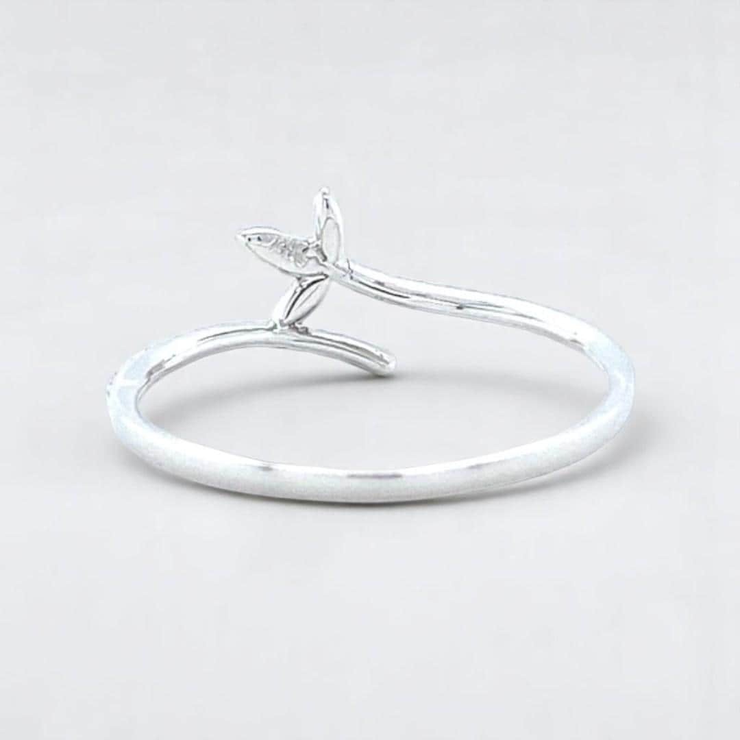 Leaf Vine Diamond Ring, 14k Solid Gold, Natural Diamonds, Stackable Floral Jewelry, Minimalist Everyday Band