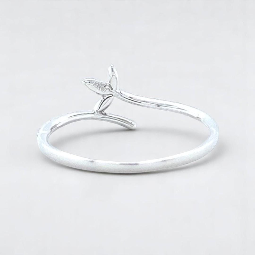 Leaf Vine Diamond Ring, 14k Solid Gold, Natural Diamonds, Stackable Floral Jewelry, Minimalist Everyday Band