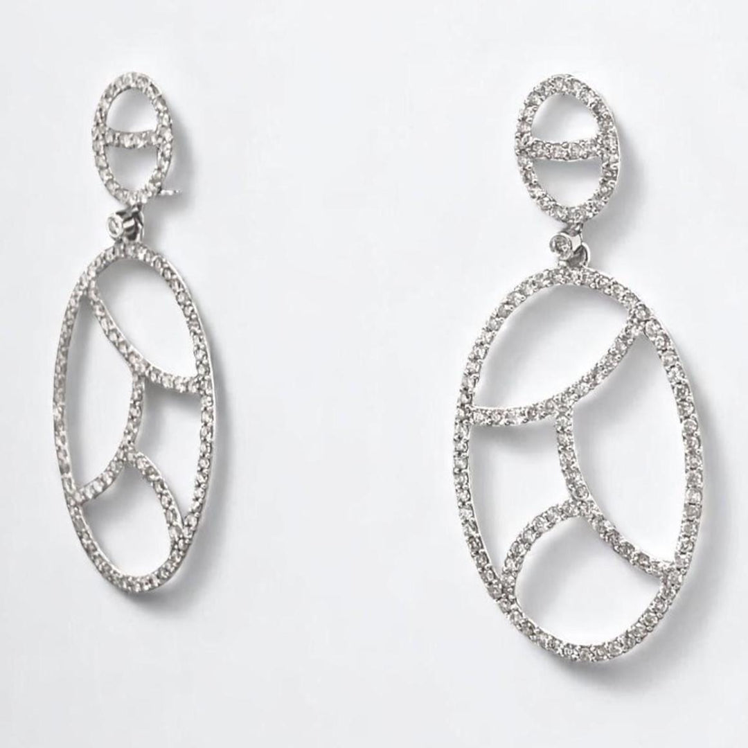 Dangle Diamond Earrings In 14k Solid Gold, Oval Earrings With Natural Diamonds, Ready To Ship, Women&#39;s Day Gift