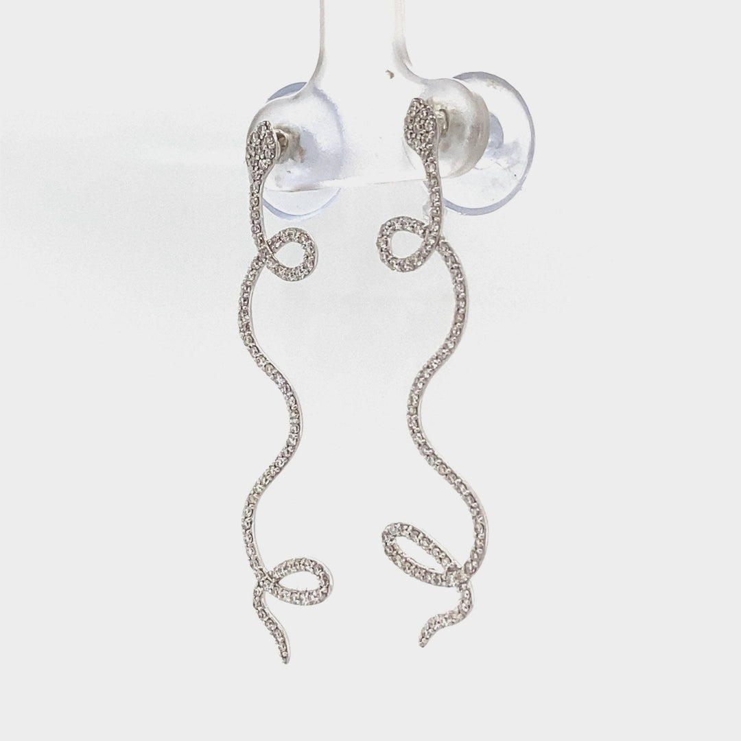 Dangle Diamond Earrings In 14k Solid Gold, Serpentine Chandelier Earrings With Natural Diamonds, Ready To Ship, Women&#39;s Day Gift