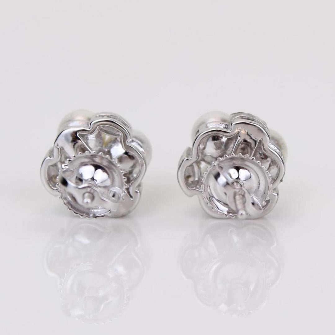 Pearl Stud Diamond Earrings In 14kt Solid Gold, Gemstone Earrings With Natural Diamonds, Certified Jewelry