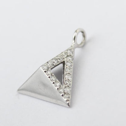 Pyramid Natural Diamond Charm Pendant: 14k Solid Gold Geometric Triangle Stackable Jewellery, Certified Jewelry