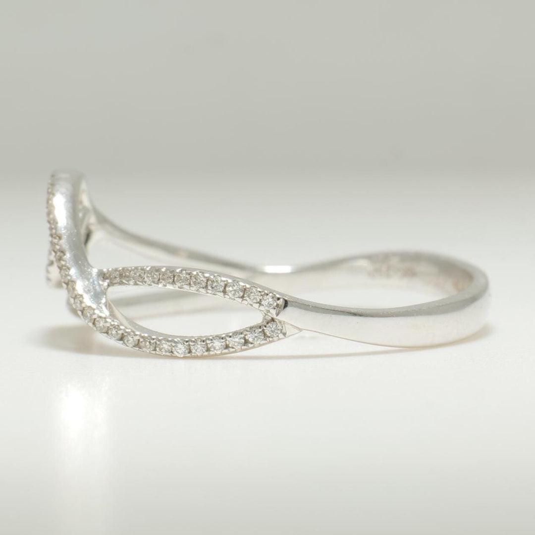 Infinity Loop Diamond Ring, 14k Solid Gold, Natural Diamonds, Stackable Band Ring, Everyday Minimalist Jewelry