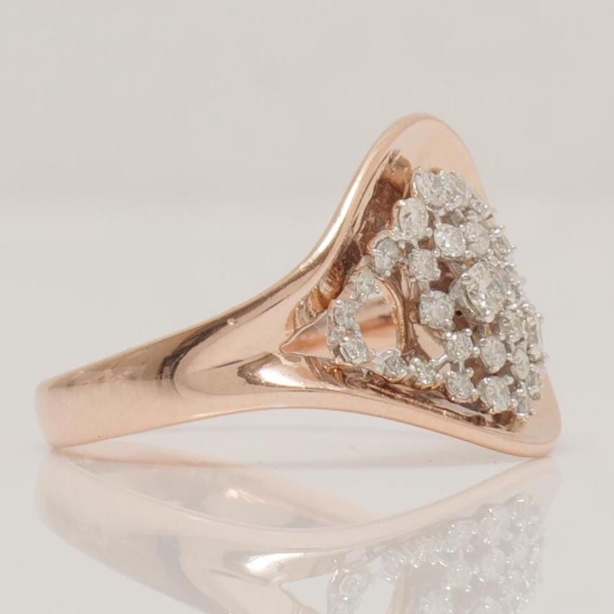 Leaf Cluster Natural Diamond Ring: 14k Solid Gold Bold Statement Jewellery, Certified Jewelry