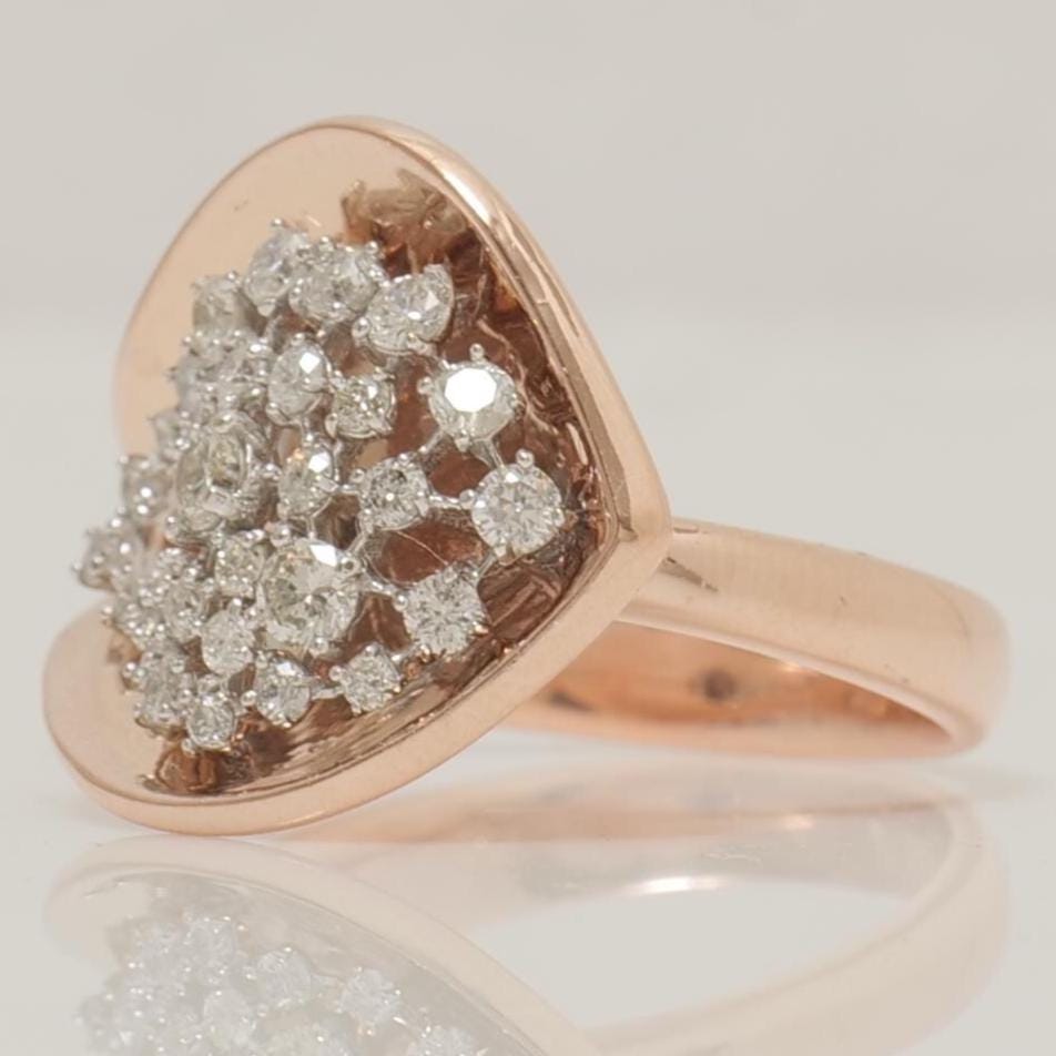 Eye Shape Cluster Diamond Ring, 14k Solid Gold, Natural Diamonds, Bold Statement Jewelry, Cocktail Ring, Gift for Her