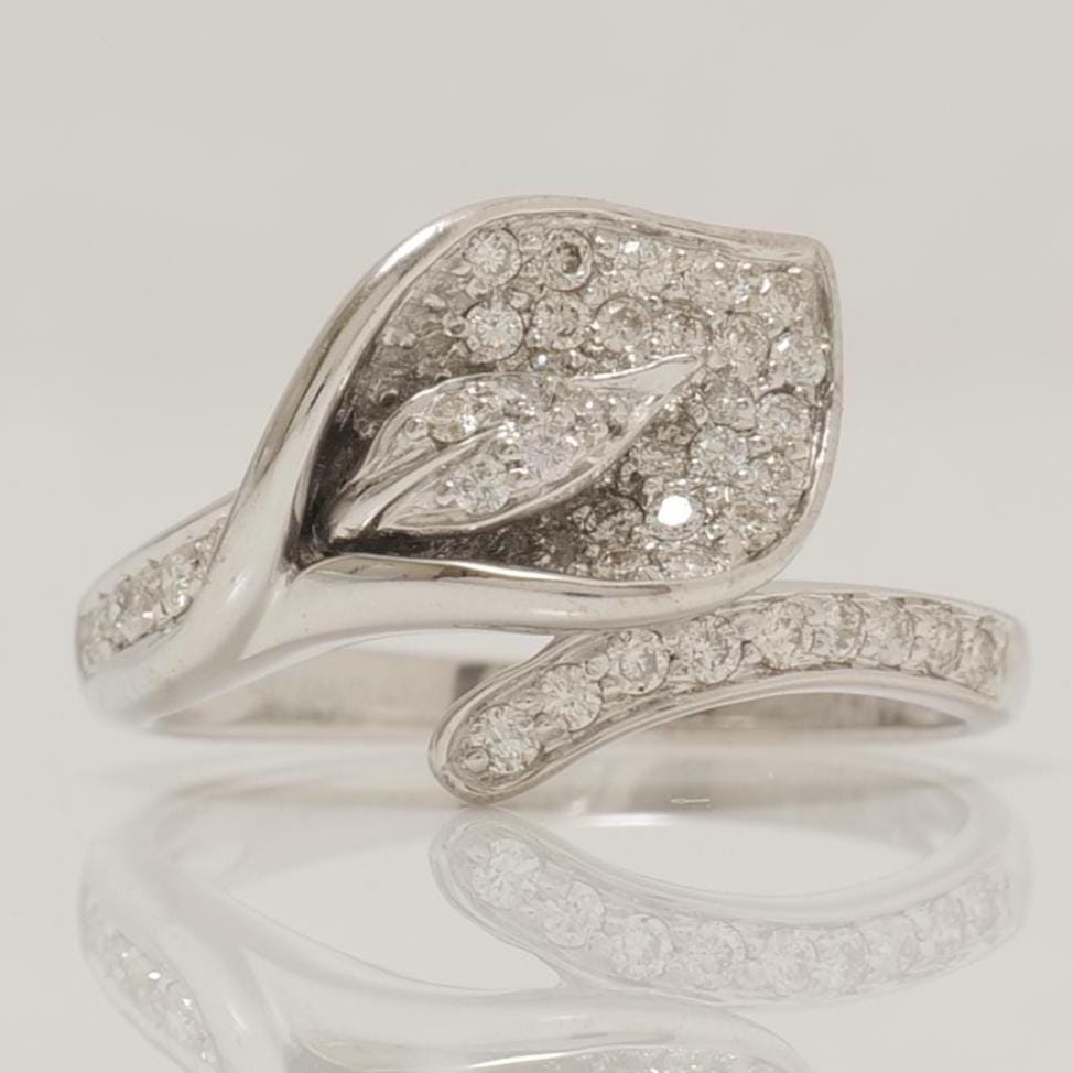 Leaf Diamond Ring, 14k Solid Gold, Natural Diamonds, Wrap Around Ring, Everyday Diamond Ring, Statement Ring, Gift for Her