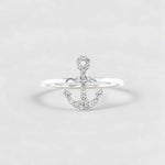 Load image into Gallery viewer, Anchor Diamond Ring, 14k Solid Gold, Natural Diamonds, Everyday Stackable Jewelry, Ready To Ship, Women&#39;s Day Gift
