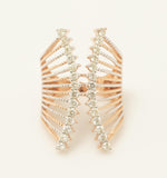 Load image into Gallery viewer, Cage Natural Diamond Band Ring, 14k Solid Gold Two-Toned Wide Cocktail Ring, IGI Certified, Ready To Ship
