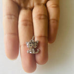 Load image into Gallery viewer, Cat Diamond Charm Pendant, 14k Solid Gold, Natural Diamonds, Enamel Kitten Necklace, Everyday Minimalist Charm, Stacking Animal Jewelry
