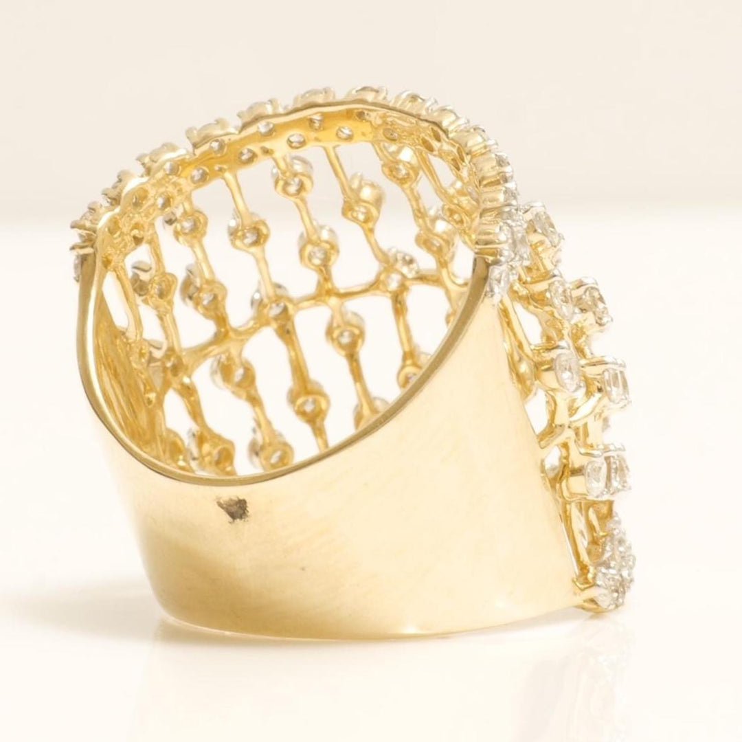Celestial Diamond Ring, 14k Solid Gold, Natural Diamonds, Cage Statement Ring, Cocktail Ring,  Wide Band Mesh Setting, Gift for Her