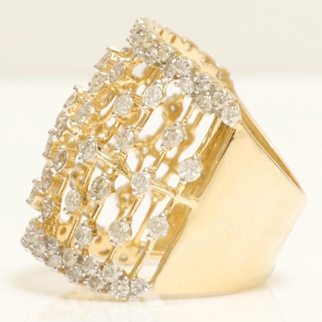 Celestial Diamond Ring, 14k Solid Gold, Natural Diamonds, Cage Statement Ring, Cocktail Ring,  Wide Band Mesh Setting, Gift for Her