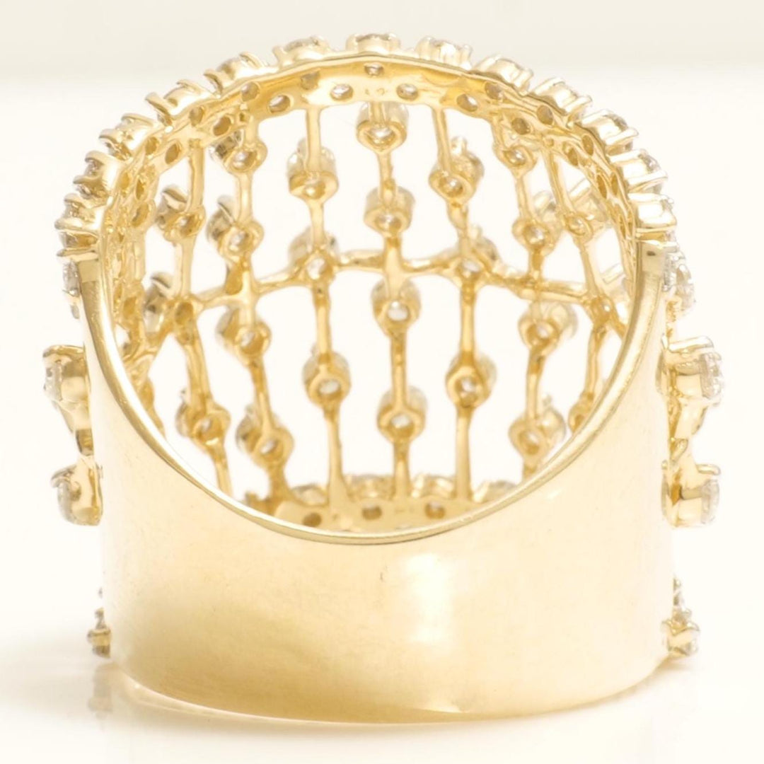 Celestial Diamond Ring, 14k Solid Gold, Natural Diamonds, Cage Statement Ring, Cocktail Ring,  Wide Band Mesh Setting, Gift for Her