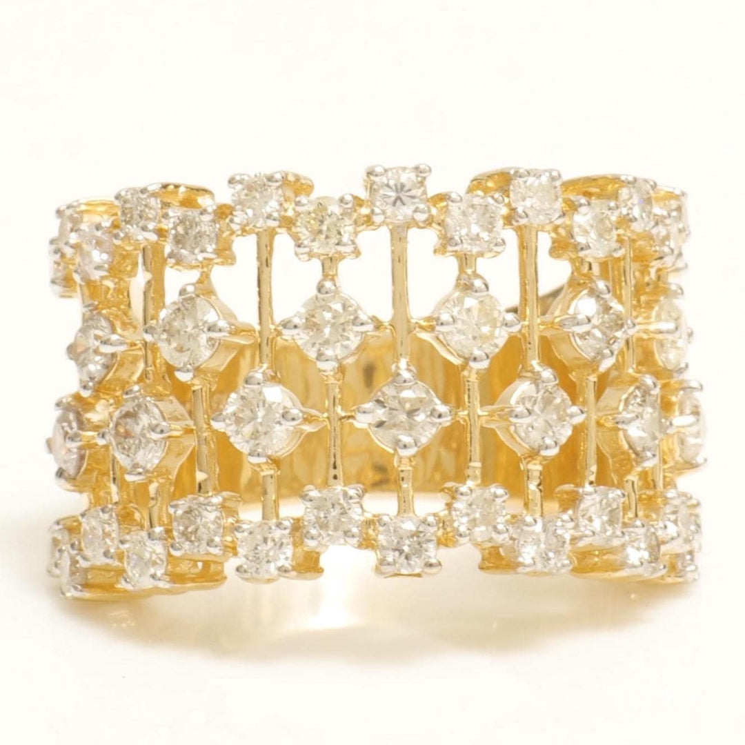 Starburst Diamond Ring, 14k Solid Gold, Natural Diamonds, Cage Broad Band, Celestial Wide Band, Cocktail Statement Ring, Gift for Her