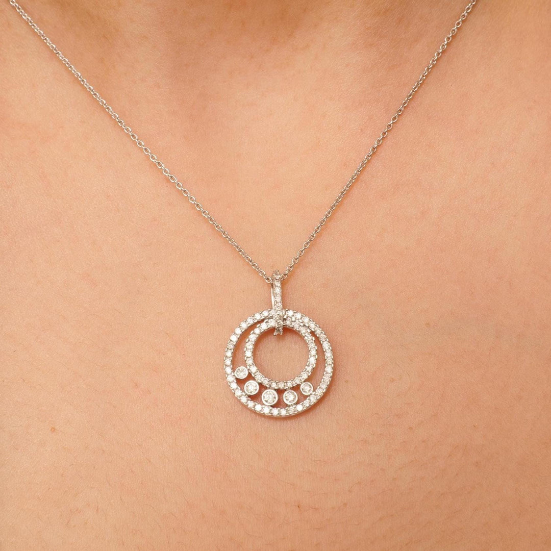 Circle Diamond Halo Pendant, 14k Solid Gold, Natural Diamonds, Bezel Set Necklace, Everyday Minimalistic Stackable Pendant