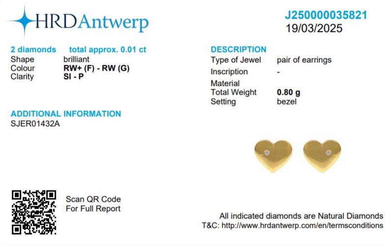 Kids Heart Diamond Stud Earrings, 14k Solid Gold, Natural Diamonds, Gift for toddlers/girls/kids, Ready To Ship, HRD Certified