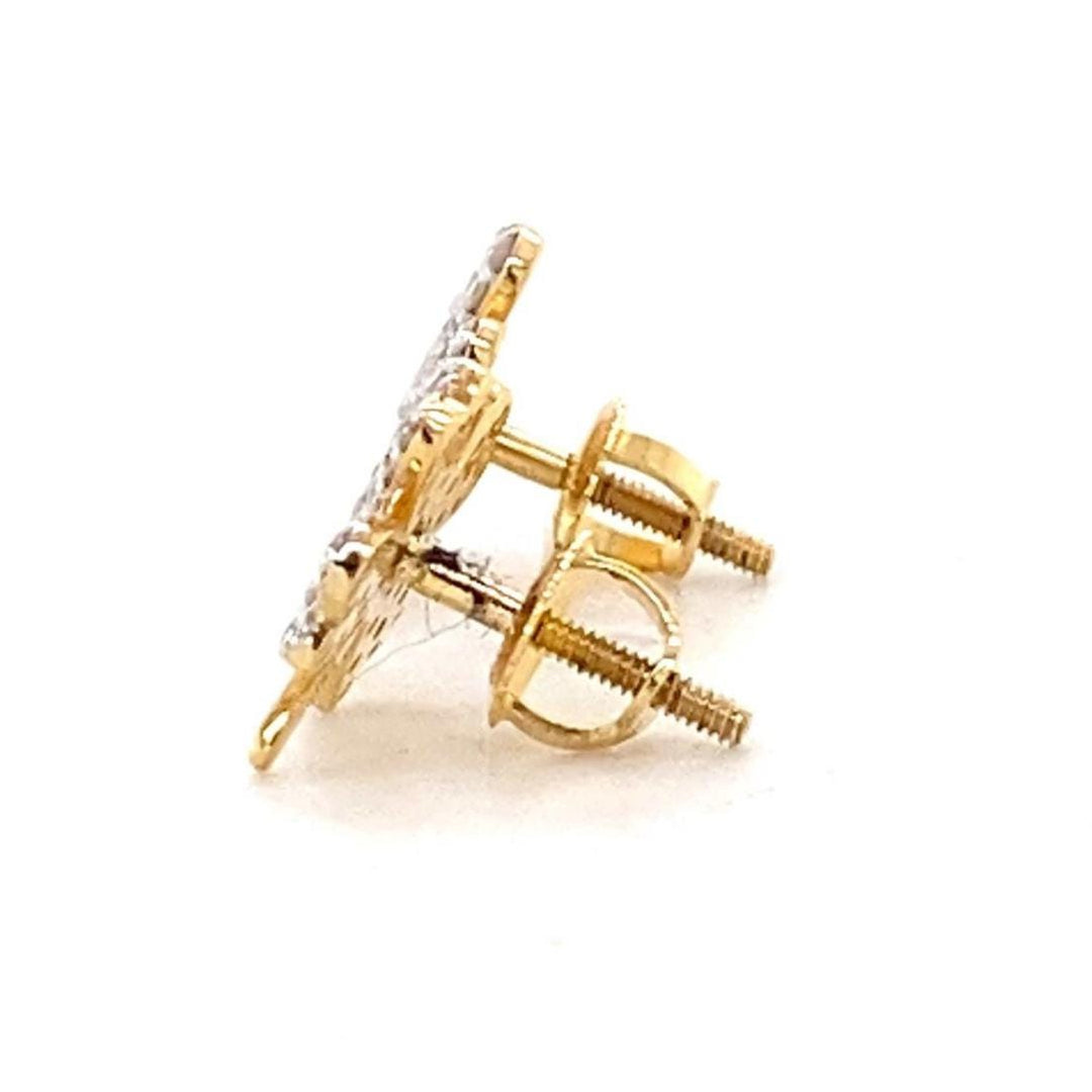 Kids Leaf Clover Diamond Stud Earrings, 14k Solid Gold, Natural Diamonds, Two Toned Studs, Gift for girls, Ready To Ship, HRD Certified