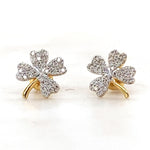 Load image into Gallery viewer, Kids Leaf Clover Diamond Stud Earrings, 14k Solid Gold, Natural Diamonds, Two Toned Studs, Gift for girls, Ready To Ship, HRD Certified
