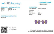 Kids Butterfly Diamond Stud Earrings, 14k Solid Gold With Purple Enameling, Natural Diamonds, Gift for girls, Ready To Ship, HRD Certified