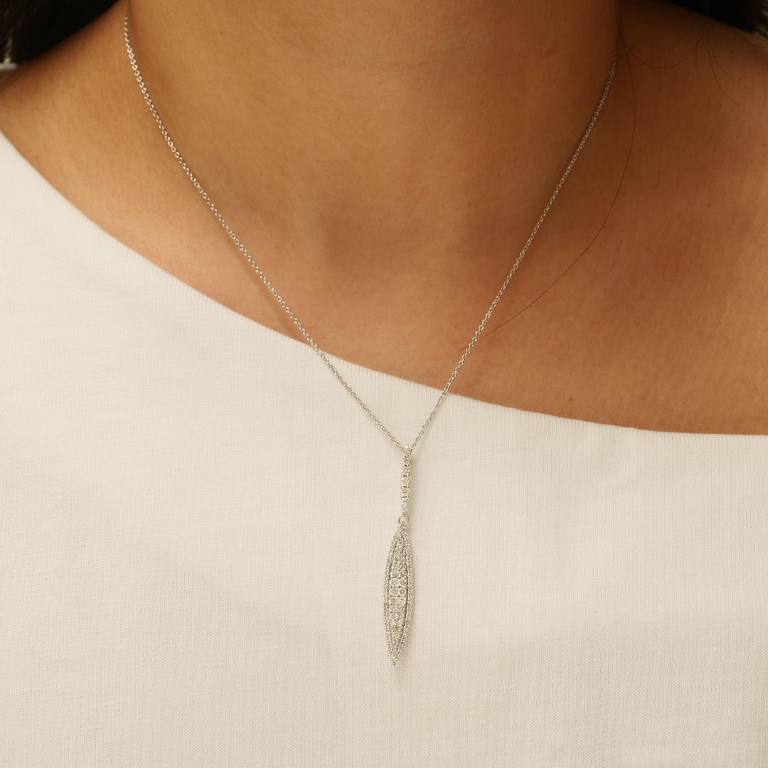 Leaf Diamond Halo Drop Pendant Necklace, 14k Solid Gold, Natural Diamonds, Layering Chain, Minimalist Everyday Pendant, Stackable Jewelry