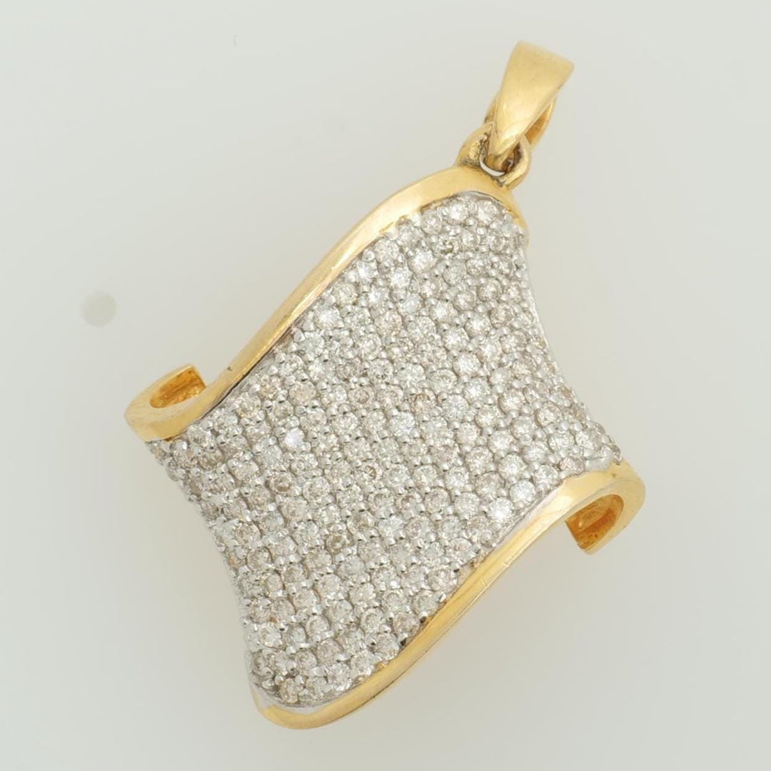 Curved Diamond Pave Pendant, 14k Solid Gold, Natural Diamonds, Iced Out Wave Pendant, Statement Cocktail Jewelry, Gift for Her