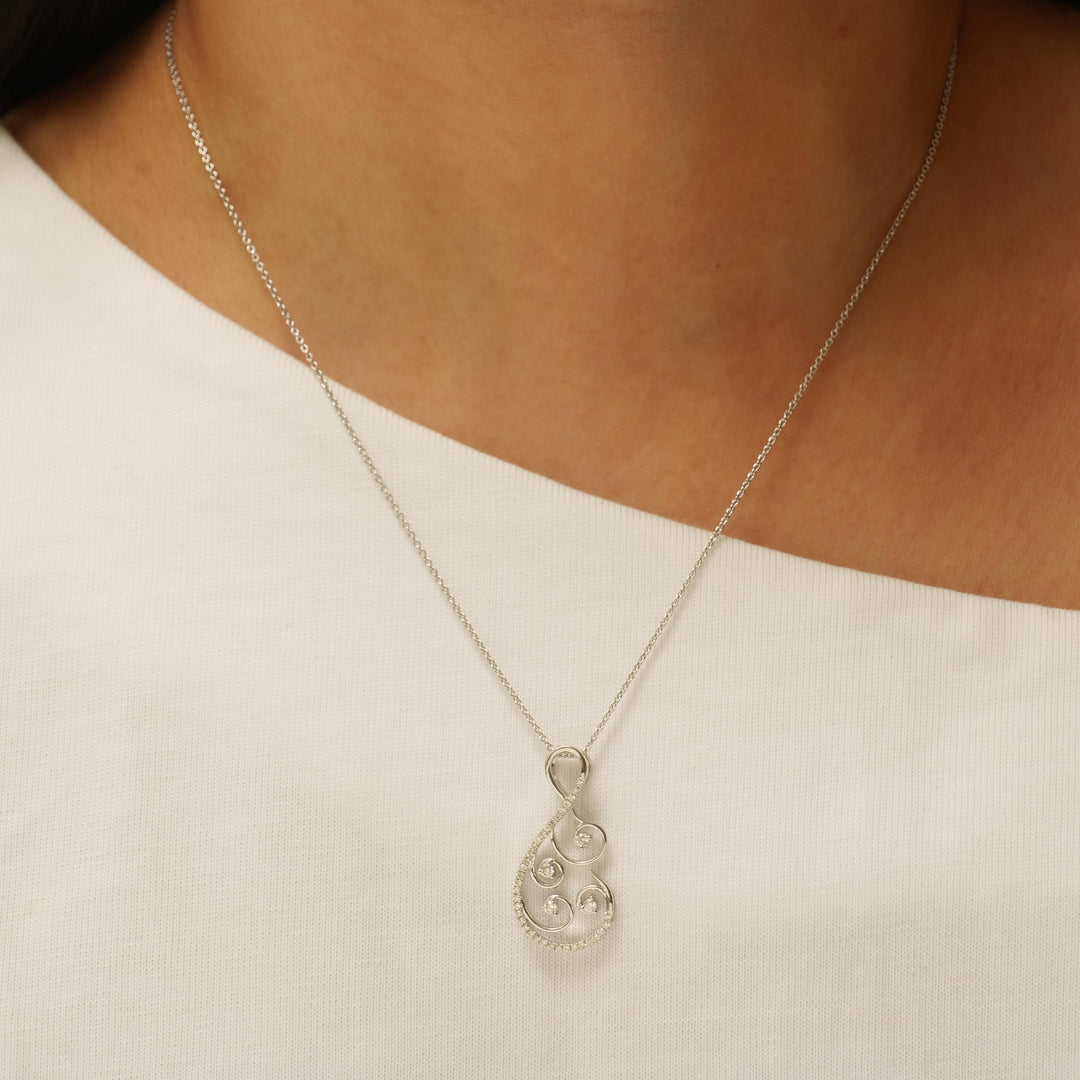 Floral Vine Diamond Pendant, 14k Solid Gold, Natural Diamond, Statement Jewelry, Everyday Stacking Necklace, GReady To Ship, IGI Certified