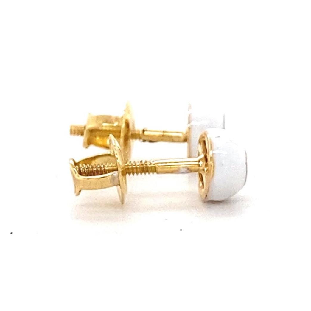 Kids Enameled Diamond Stud Earrings, 14k Solid Gold, Natural Diamonds, Everyday Jewelry, Gift for girls, Ready To Ship, HRD Certified