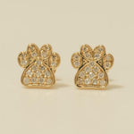 Load image into Gallery viewer, Kids Dog Paw Diamond Earrings, 14k Solid Gold, Natural Diamonds, Pet Lover Jewelry, Gift for toddlers/girls/kids, Ready To Ship
