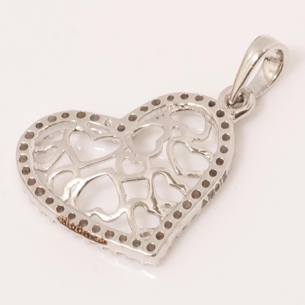 Heart Natural Diamond Pendan: 14k Solid Gold Filigree Openwork Love Necklace, IGI Certified, Ready To Ship