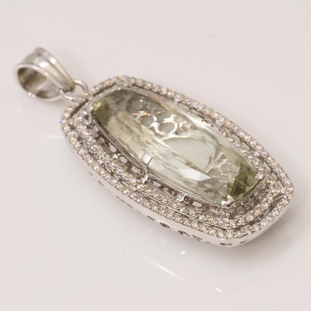 Amethyst Halo Diamond Pendant, 14k Solid Gold, Natural Diamonds, Layering Cushion Necklace, Oval Gemstone Statement Filigree Jewelry