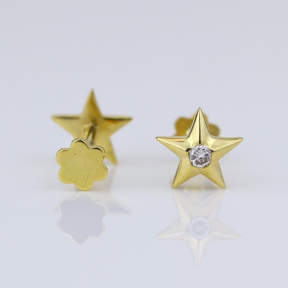 Kids Starry Diamond Stud Earrings, 14k Solid Gold, Natural Diamonds, Kids jewelry, Gift for toddlers/girls/kids