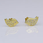 Load image into Gallery viewer, Kids Bird Diamond Stud Earrings, 14k Solid Gold, Natural Diamonds, Kids Animal jewelry, Gift for toddlers/girls/kids, Certified Jewelry

